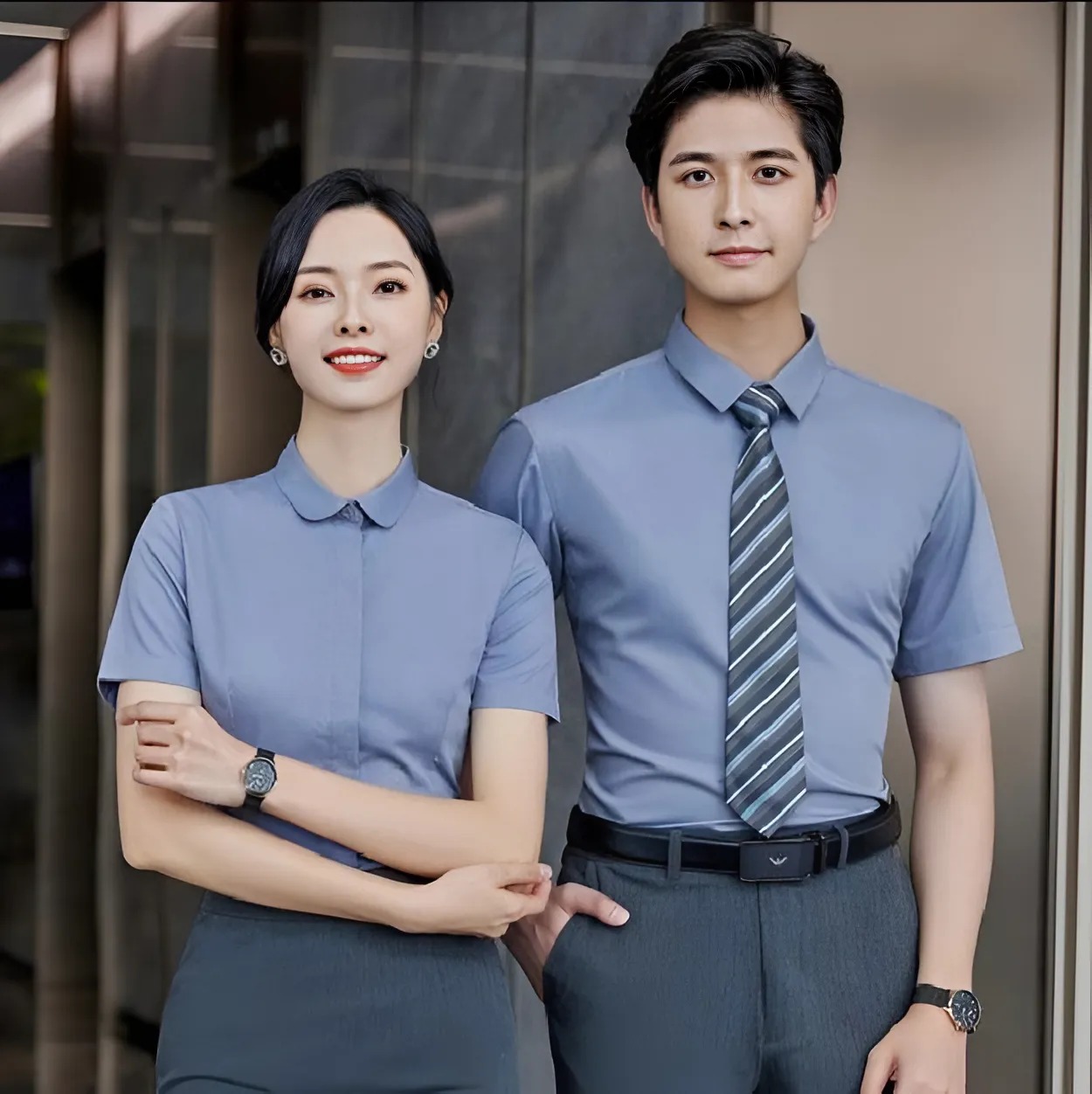 Áo Sơ Mi Màu Xám In Logo Theo Yêu Cầu - May Đồng Phục Doanh Nghiệp