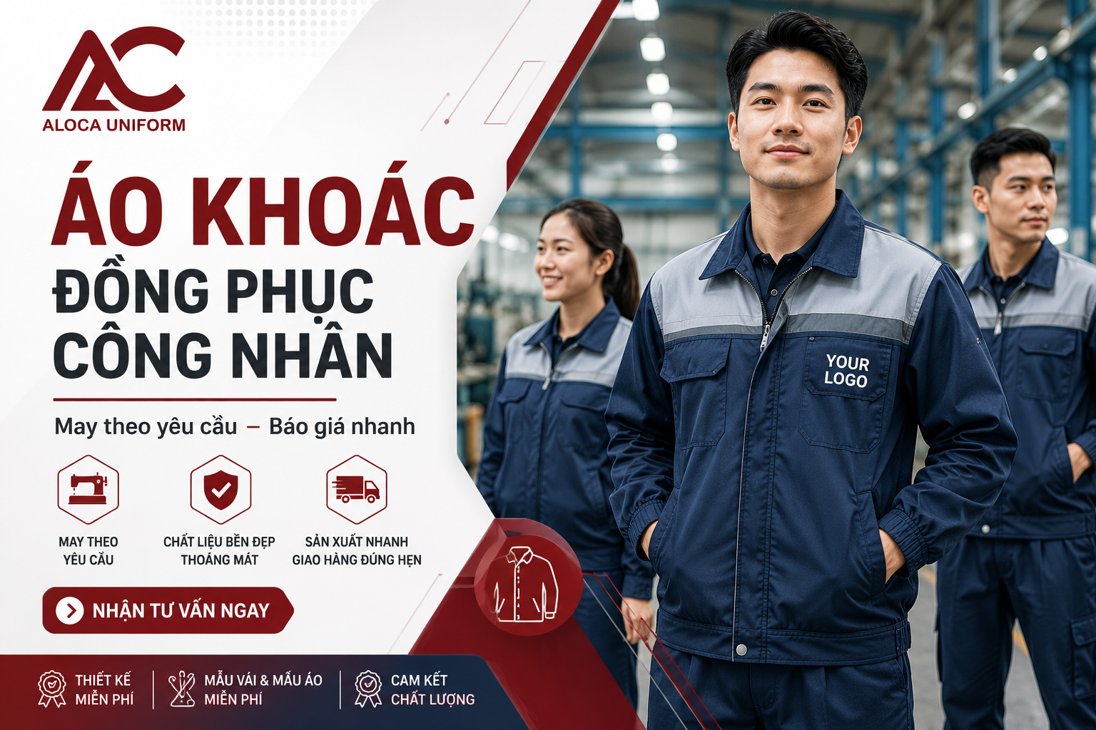 Xưởng may áo khoác đồng phục công nhân