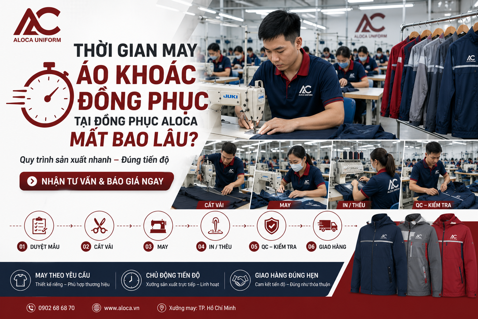 Thời gian may áo khoác đồng phục